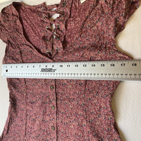 American Eagle Outfitters Women Dress M Mauve Floral Fit & Flare Cottagecore - Picture 5 of 11